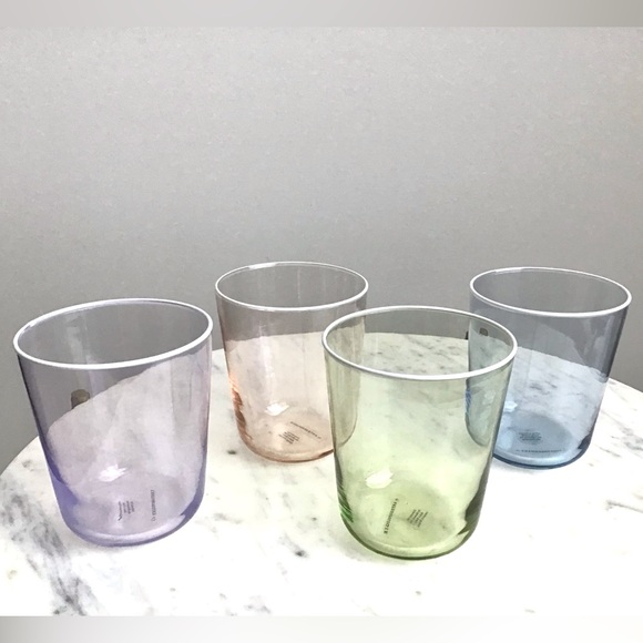 Anthropologie Glasses Set of Four Handpainted Assorted Colors New In Box - Picture 4 of 7